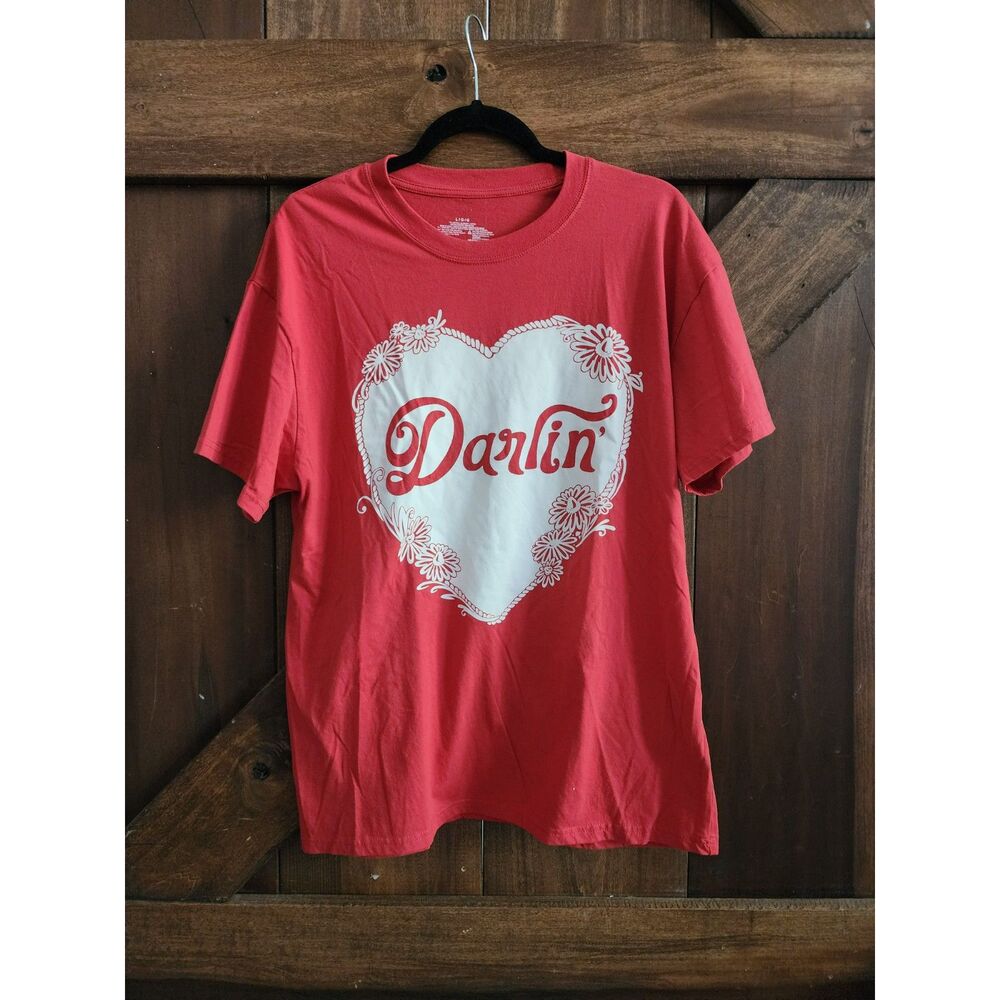 UnBranded "Darlin" Bold Red Baggy Graphic Tee - Size L